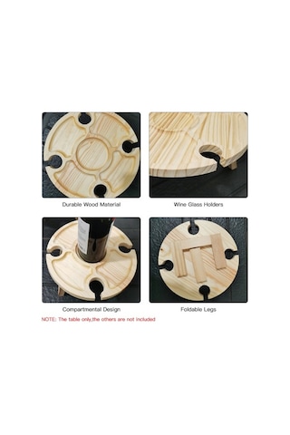 Didadodo Ahşap Katlanır Piknik Masası - Cam Tutuculu, Plaj & Kamp İçin Pratik, Çok Renkli Ahşap Çok Renkli