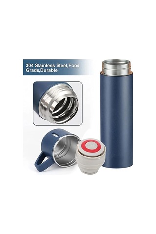 Kişiselleştirilebilir 3 Bardaklı Çelik Termos 05 Lt Mavi Mavi