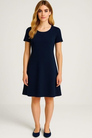 2 Adet Dökümlü Rahat Kalıp Günlük Penye Kumaş Elbise İndigo-lacivert