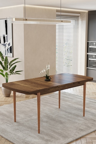 80x170cm Mutfak Masası Takımı 4 Kişilik Açılır Masa Sandalye Takımı - Ceviz Masa - Krem