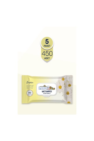 Pedo Papatya Kokulu Islak Mendil 90'lı 5 Paket