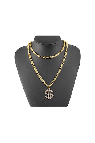 Hip Hop Rap Thug Life Gangster Sarı Dolar Kolye Zinciri Çok Renkli