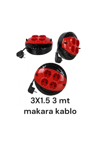 Mini Kablolu Makara 4'lü 3mt 3x1,5cm 1 Adet