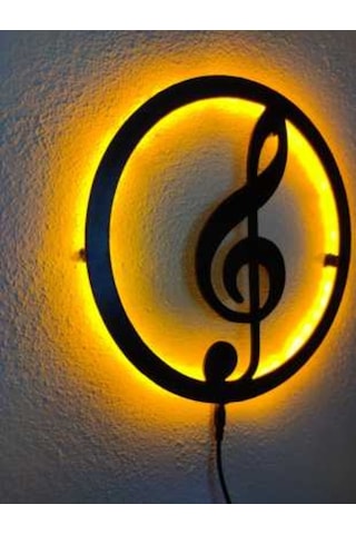Sol Anahtarı Müzik Led Işıklı Ahşap Dekoratif Tablo