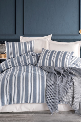 Eponj Home Sport Çizgili Nevresim Takımı Tek Kişilik Soft Line Lacivert Lacivert