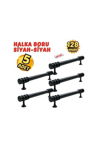 5 Adet Metal Halka Mobilya Çekmece Dolap Kulpu Siyah-siyah 128mm Siyah - Siyah