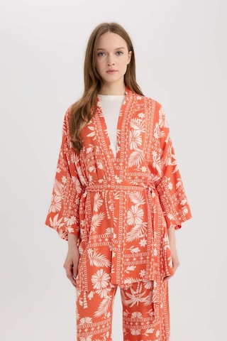 Defacto Relax Fit Desenli Kuşaklı Kimono D5443AX25SP Turuncu