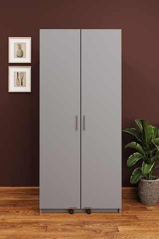 Lüks 2 Kapılı Çok Amaçlı Kiler Dolabı %100 Mdf Erzak Organizer Mutfak Dolabı Mk06 Gri