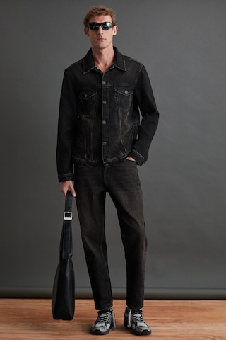 Jerıcho Erkek Rinse Denim Rahat Geniş Kesim %100 Pamuk Yüksek Kalite Kalın Dokulu Siyah Ceket