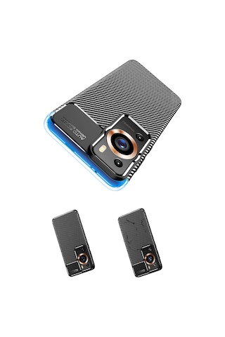 Huawei P60 Pro Kilif Lens Karbon Serisi Negro Silikon Kapak