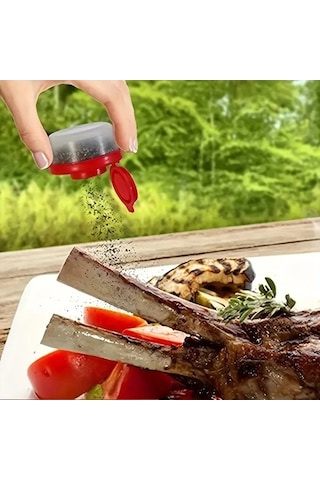 Trendooze 6lı Nem Geçirmez Baharatlık Seti Kırmızı Kapaklı Kamp Barbekü Beyaz Gaojunshop01 Beyaz Beyaz