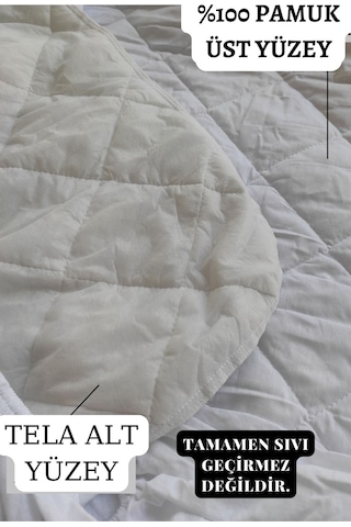 Mona Verde Alez Takımı %100 Pamuklu Sessiz 3 Parça Kapitoneli Yastık Alezli MNVAPFK00 Beyaz
