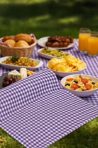 Zefir Desen Sofra Bezi Masa Örtüsü 170 X 170 Cm Lila Çok Renkli