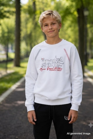 Pina Kids Erkek Çocuk İki İplik Baskılı Beli Lastikli Eşofman Takımı Esf7029 Beyaz - Siyah