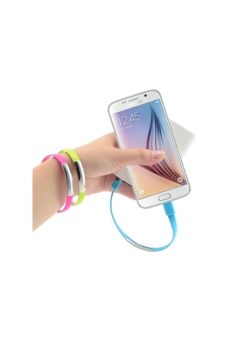 Bileklik Şeklinde Micro Usb Şarj Ve Data Kablo (533632819)-Mavi