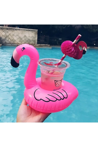 Flamingo Şişme Havuz Deniz Bardak Tutucu Float Bar Çok Renkli