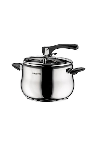 Emsan Burcu Paslanmaz Çelik Düdüklü Tencere 4 L Gümüş - Siyah