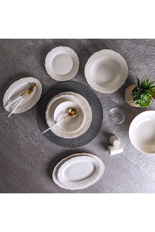 Aryıldız Tiffany Gold 30 Parça 6 Kişilik Yemek Takımı Beyaz - Gold