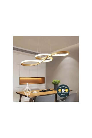 3 Renkli Modern Sanatsal Kıvrımlı Led Sarkıt Avize Eskitme Mutfak Salon Antre Hol İçin Altın