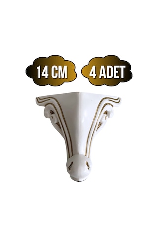 Sultan Lükens Desenli 14cm Plastik Ayak Mobilya Masa Ve Dolap Ayağı 14cm Beyaz Altın Varak 4 Adet Altın