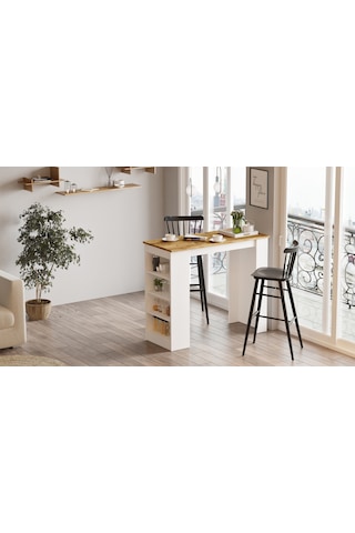 Yurudesign Style Bar Masası Mutfak Yemek Masası Atlantik Çam-Beya