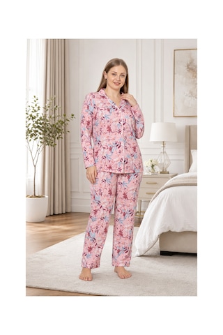 Alperi Büyük Beden Kadın Viskon Boydan Düğmeli Pijama Takımı 3xl-4xl-5xl-6xl Yazlık Rahat Ev Giyim B79-91 Desenli Alperi Büyük Beden Kadın Viskon Boydan Düğmeli Pijama Takımı 3xl-4xl-5xl-6xl Yazlık Rahat Ev Giyim B79-91 Desenli