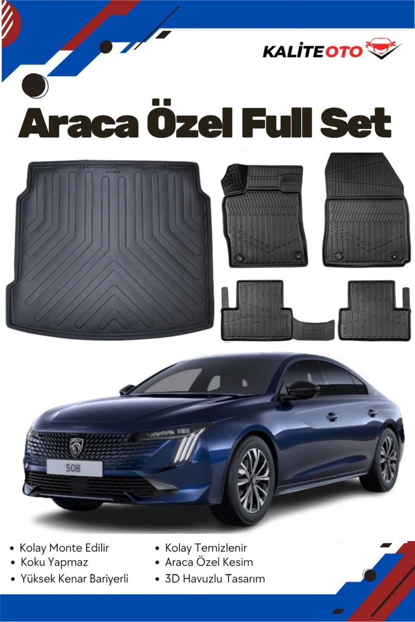 Peugeot 508 2020 Model Yumuşak Paspas+bagaj Havuzu Seti
