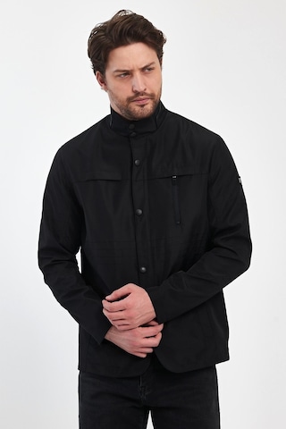 Sivaist Erkek Siyah Regular Uzun Mevsimlik Pamuk Polyester Karışımlı Safari Mont - Siyah