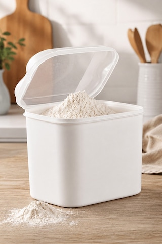 Masal Saklama Kabı Beyaz 10 Litre Un Ve Bakliyat Saklama Kabı Kapaklı Erzak Düzenleyici Vp-037 Diğer