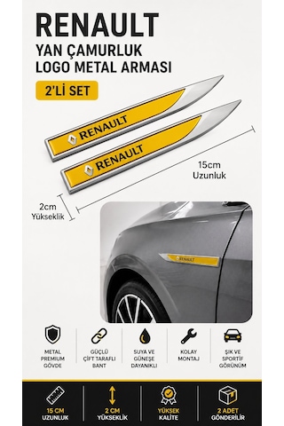 Renault Metal Damla Desen Çamurluk Yan Çıtası Logo Amblem 2 Li Se