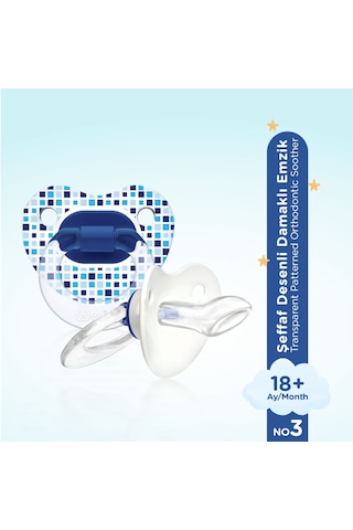 Wee Baby Şeffaf Desenli Damaklı Emzik No:3 Mavi 18+ Ay