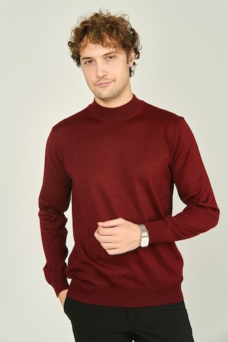 Ateş Triko Erkek Yarım Balıkçı Yaka Yün Kazak 0004 D.bordo D.bordo Bordo