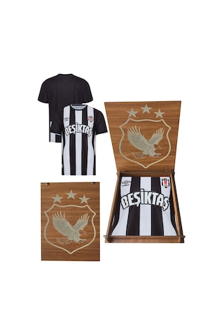 Beşiktaş Lisanslı Kartal Ahşap Kutulu Çubuklu Forma Siyah - Beyaz