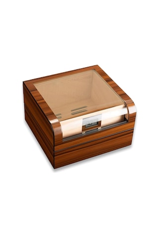 Cigarloong Camlı Puro Kutusu Humidor Ceviz 60's