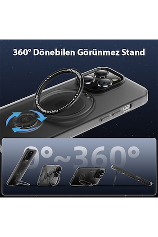 Ally Apple Uyumlu iPhone 14 Plus Magsafe Standlı Manyetik Silikon Kılıf