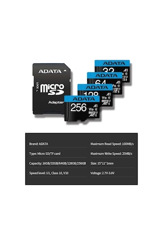 Geeroyoo Adata 256gb Micro Sd Kart Araç Kamerası Ve Ev Güvenlik İçin Uhs-ı U1, 1080p Hd, Hızlı Tf Kart Jzr-gy