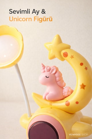 Dekoratif Ay Unicorn Gece Lambası Çocuk Ve Bebek Odası Işıklı Biblo Uyku Arkadaşı