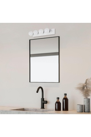 Parlak Beyaz Metal Aplik E27 Duvar Aydınlatma 60x10x10 Cm Oturma Odası Ve Kütüphane, Beyaz-12241 Çok Renkli
