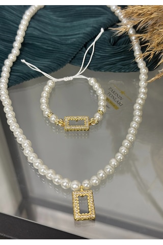 Gram Altınlık İnci Set Kolye 60 Cm Çok Renkli