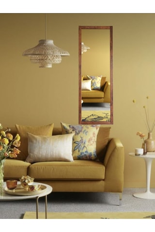 Ceviz Renk Ahşap Çerçeve Duvar Ayna 130 45cm Antre Hol Boy Ayna