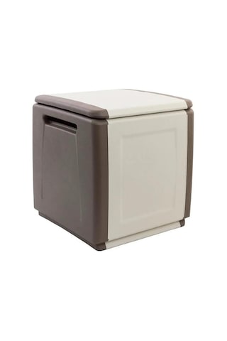 Cube Kahve Fil Dişi 130 lt Plastik Depolama Sandığı Fil Dişi