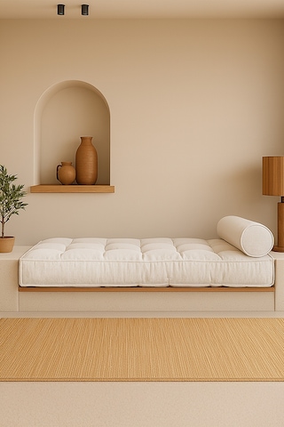Sofa Buklet Kapitoneli Yer-sedir Minderi - Beyaz Beyaz