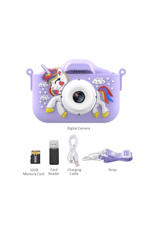 Hallow D12393PU 1080P 48 MP Unicorn Dijital Çocuk Kamerası