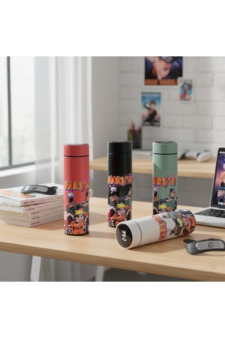 Anime Baskılı Dijital Göstergeli Termos 500 Ml Model 3 Sarı
