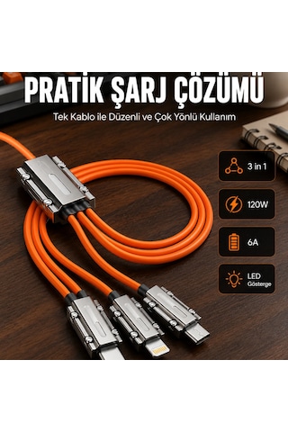 Yüksek Güç Aktarımı Sunan 6a Destekli Çoklu Bağlantı Şarj Ve Veri Kablosu