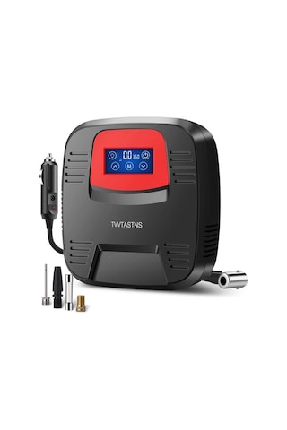 Xuweiwei Kırmızı Hava Kompresörü Lastik İnflatorü Taşınabilir Otomatik Hava Pompası Dokunmatik Ekran Led Işık Araba Bisiklet Basketbol İçin