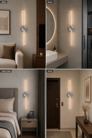AvizeGO Rosa Modern Led Duvar Apliği Günışığı Gri