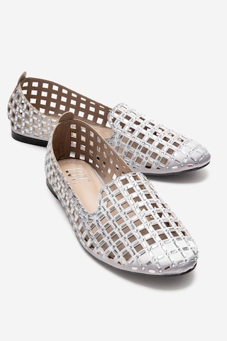 Luvishoes Sılva Gümüş Taşlı Kadın Babet Ayakkabı Gümüş