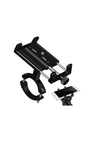 Motosiklet, Bisiklet, Scooter İçin Dayanıklı, Gidon Uyumlu, Cnc, Alüminyum, Telefon Tutucu, Siyah