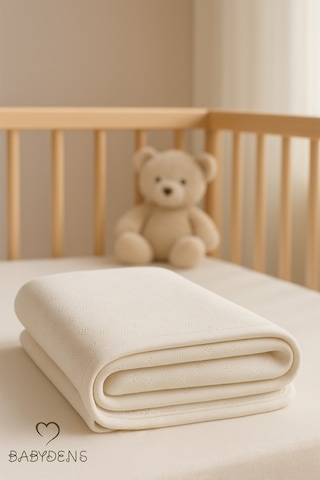 Babyden's %100 Pamuklu Elmas Desenli Jakarlı Yumuşak Nefes Alabilir Bebek Battaniyesi Ekru
